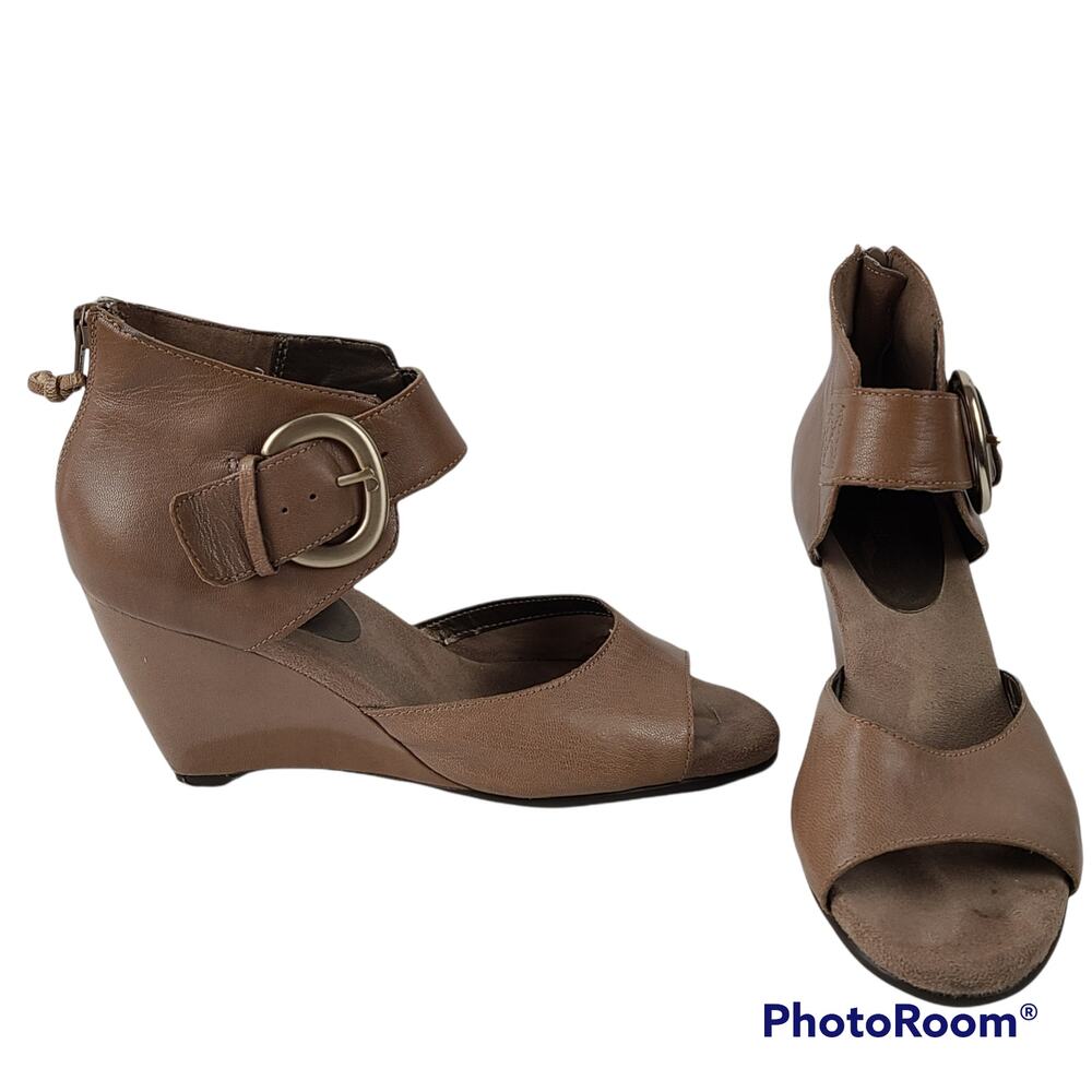 Aerosoles Soundsystem nude peep toe wedge shooties,, 7.5M - Picture 2 of 11